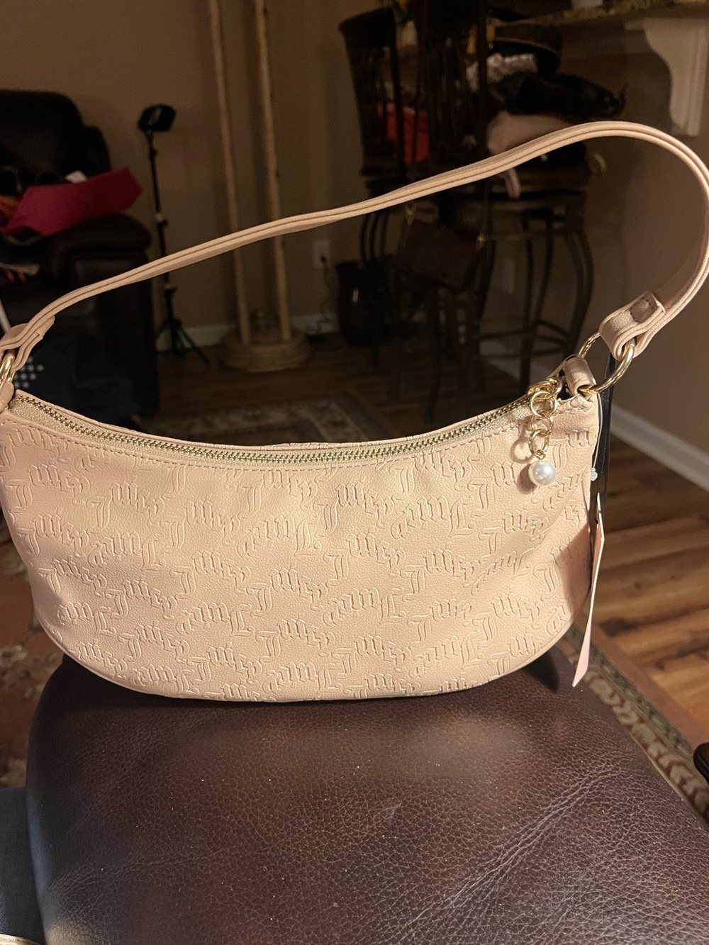 NWT Juicy Couture Cafe Emboss String of Pearls Shoulder Handbag And Wallet - Picture 3 of 8